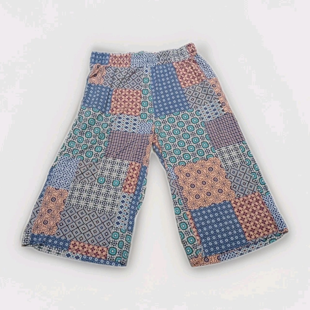 Anthropologie Nell Cropped Patchwork Lounge Culottes Pockets Boho Relax Hippie